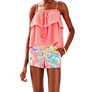 Lilly Pulitzer Mays Neon Pink Adjustable Strap Tiered Tank - Size XS